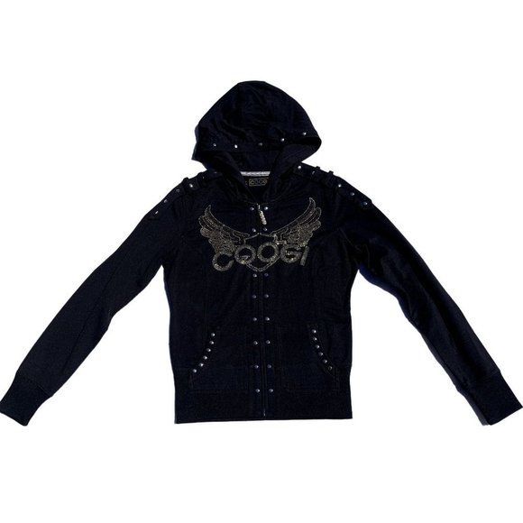 Coogi Women's Hoodie Black Stud Medium Authentic - Picture 2 of 9